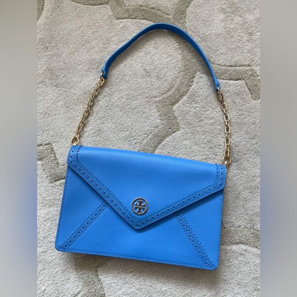 Tory Burch sky blue leather shoulder bag